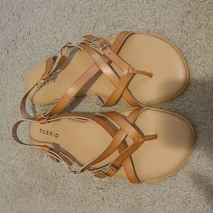 Torrid size 11W faux leather strappy gladiator sandals